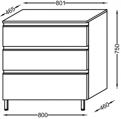 Дополнительный модуль 80 см, 3 выдвижных ящика, белый блестящий, Jacob Delafon «VOX» (EB2066-RA-G1C)