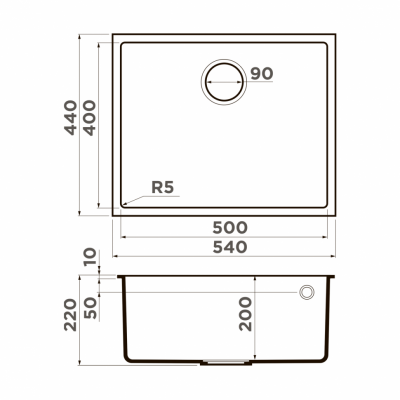 Мойка Omoikiri прямоугольная 540х440 мм Bosen 54-U-WH Tetogranit, белый (4993164)