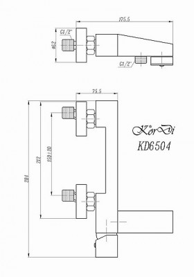 KorDi Alie KD 6504 - D34 смеситель для ванны и душа, хром