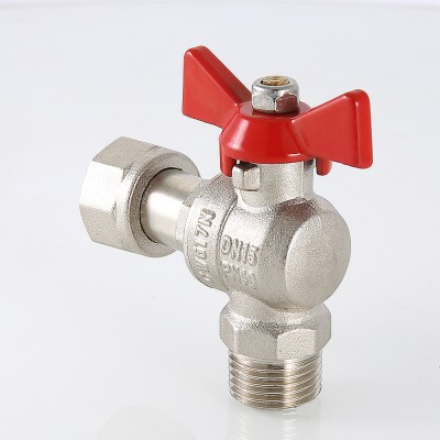 Кран шаровой VALTEC угловой с накидной гайкой и наружной резьбой 1 x 1 VT.267.N.0606