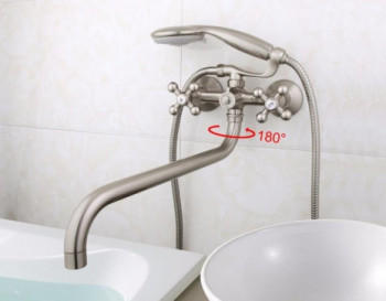 Смеситель Frap для ванны двухвентильный поворотный сатин (F2619-5)