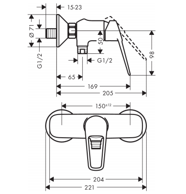 Смеситель для душа Hansgrohe Novus Loop 71360000 (хром)