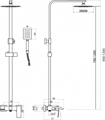 Душевая стойкаFmark FS8645H нерж сталь черный
