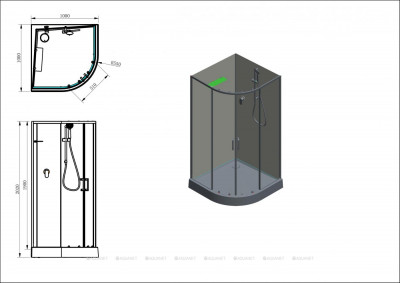 Душевая кабина Aquanet Passion EVO 100x100 R White четверть круга (00281965)