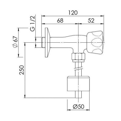 Nobili AV00503CR угловой кран для писсуара 1/2, хром