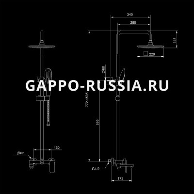 Душевая стойка Gappo белый/хром (G2448)