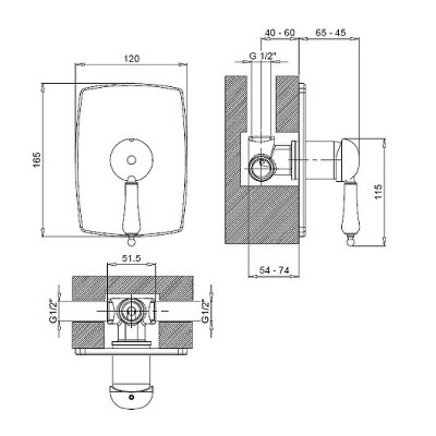 Смеситель для душа Margaroli Classica однорычажный латунь бронза (RU1007AA01BR)