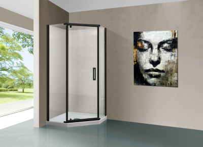 Душевой уголок Vincea Stresa VSP-1S900CLB 900х900 черный стекло прозрачное