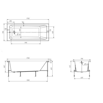 Ванна акриловая Roca Leon 170x70 см 248658000 прямоугольная
