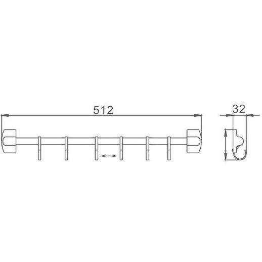 Вешалка для полотенец Haiba HB209-6 (металл) хром