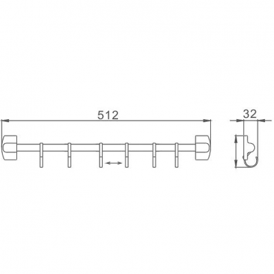 Вешалка для полотенец Haiba HB209-6 (металл) хром