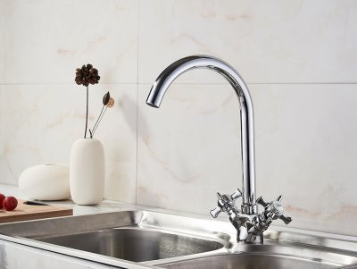 Смеситель для кухни Ledeme L4311-2 H11 двухвентильный хром