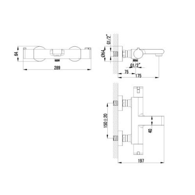 Lemark Yeti LM7832C смеситель для ванны термостатический, хром