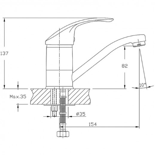 Смеситель для кухни Haiba HB4521-K (латунь) хром