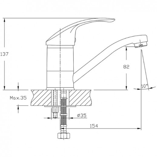 Смеситель для кухни Haiba HB4521-K (латунь) хром