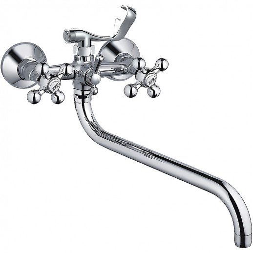 Двухвентильный смеситель для ванны Haiba HB2719 с душевым гарнитуром (латунь) хром