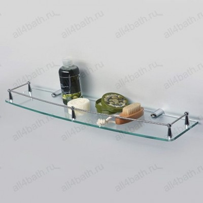 WasserKRAFT K-555 полка стеклянная с бортом, хром