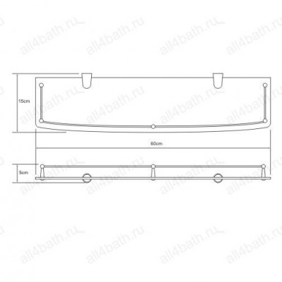 WasserKRAFT K-555 полка стеклянная с бортом, хром