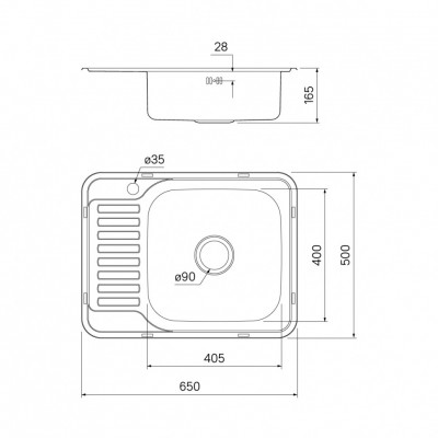Мойка IDDIS Basic нержавеющая сталь сатин чаша справа 650*500 (BAS65SRi77), классический дизайн