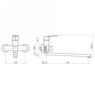 Смеситель для ванны Plstart PD22015, хром