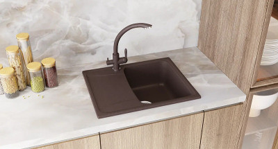 Смеситель для кухни Ulgran Classic U-017-302 высота 332 мм однорычажный песочный