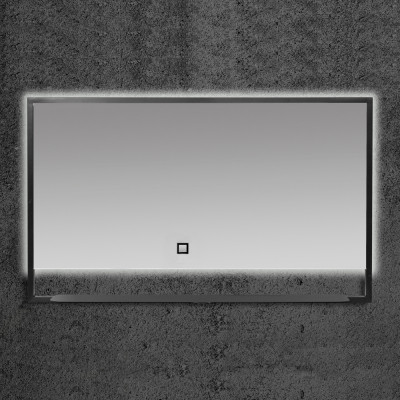 Зеркало в ванную Armadi Art Vallessi 552/2 100х80 см с полочкой, с подсветкой, черный матовый