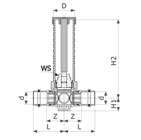 Viega Кран шаровой 18, пресс,полный проход,бронза, защита от повреждений, монтажная глубина до 130 мм, SC-, шт