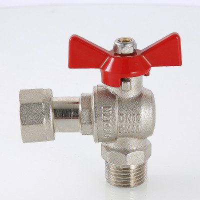 Кран шаровой VALTEC угловой с накидной гайкой и наружной резьбой 1/2х1/2 VT.267.N.0404