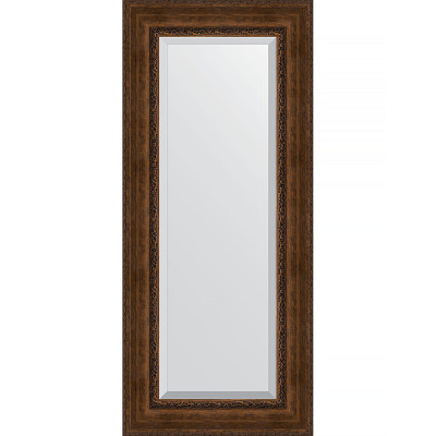 Зеркало настенное Evoform Exclusive 142х62 BY 3533 с фацетом в багетной раме Состаренная бронза с орнаментом 120 мм