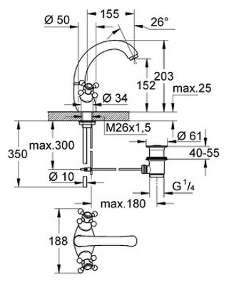Смеситель для раковины Grohe Sinfonia 21014IG0 хром золото