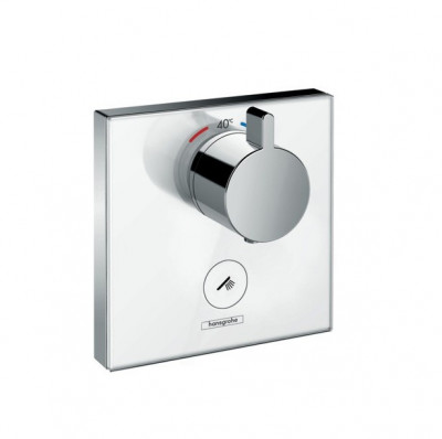 Термостатический смеситель для душа 15735400 Hansgrohe ShowerSelect Glass (белый хром)
