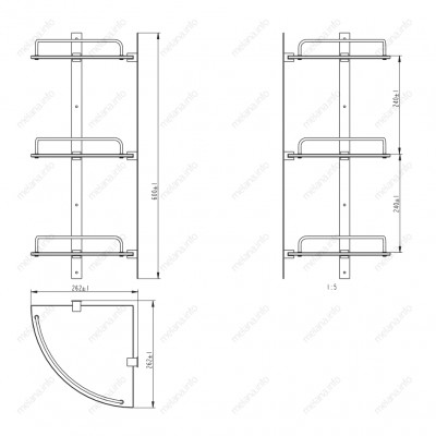 Полка стеклянная тройная MELANA AISI 304 сатин MLN-SY3006