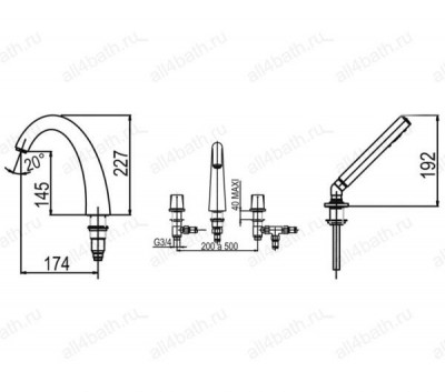 JACOB DELAFON Elevation E18876-CP смеситель для ванны из борта, хром