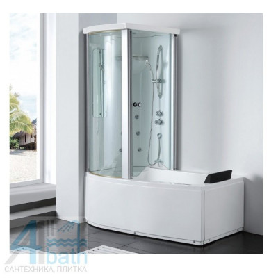 Акриловая ванна GEMY G8040 C L 170х85х220 см с душевой кабиной, белая