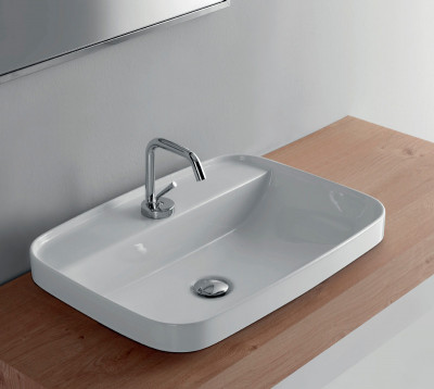 Раковина накладная Kerasan Tribeca 60 514201*1 белая прямоугольная