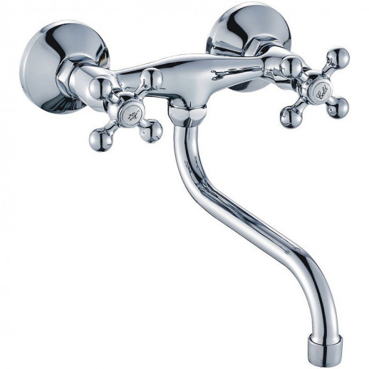 Настенный смеситель для кухни Haiba HB4319 двухвентильный (латунь) хром