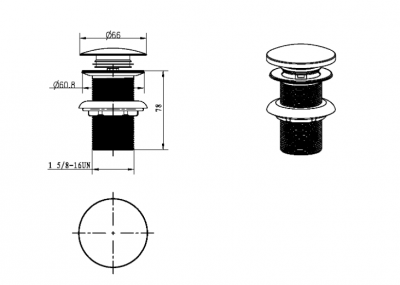 Донный клапан для раковины Boheme Imperiale 611 без перелива золото глянцевый