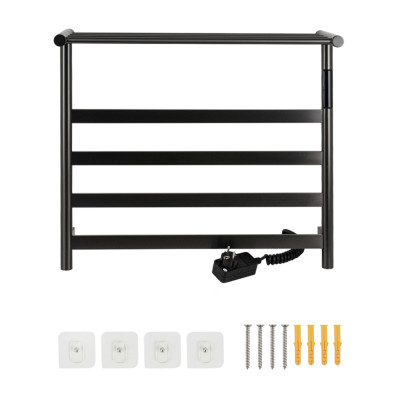 Полотенцесушитель электрический, графит, лесенка, с полкой, 510 х 573 х 220 мм, 4 перекл, 75 W, 220V / 50 Hz, нерж сталь, с таймером до 8 часов KRAFTTE (44020)