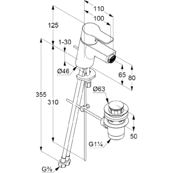 Смеситель для биде KLUDI Pure & Easy хром белый 375339165