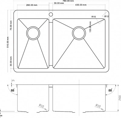 Мойка кухонная ZORG Inox PVD (SZR-78-2-51-R BRONZE), ретро стиль