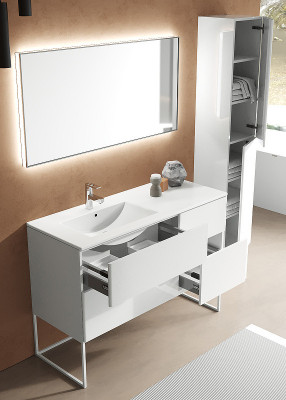 Тумба c раковиной SanVit Лира 120 L klira2120L в цвете Ral подвесная белая глянцевая