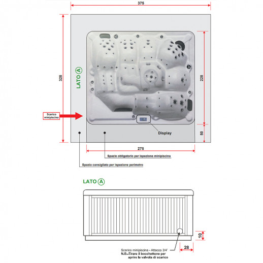 Бассейн Gruppo Treesse Ibiza 275x228 PIBIX01BP с гидромассажем акрил