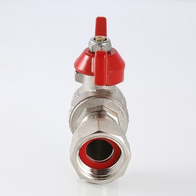 Кран шаровой VALTEC угловой с накидной гайкой и наружной резьбой 1/2х3/4 VT.267.N.0405