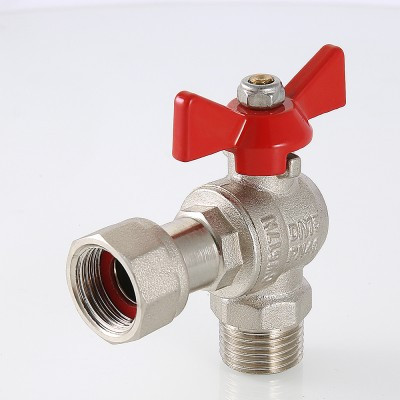 Кран шаровой VALTEC угловой с накидной гайкой и наружной резьбой 1/2х3/4 VT.267.N.0405