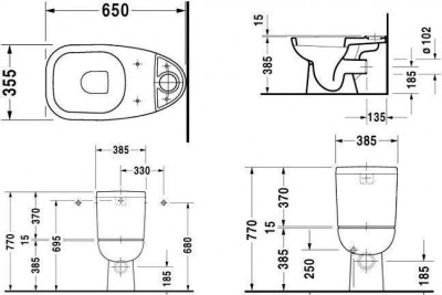 Унитаз напольный компакт Duravit D Code 21110900002 без бачка и крышки-сиденья