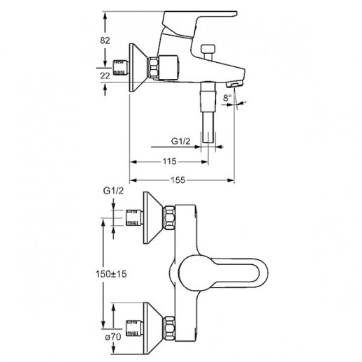 Hansa Primo 49442103 смеситель для ванны, хром
