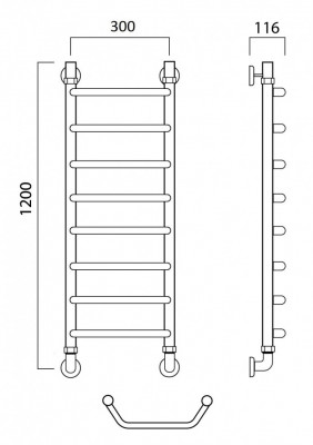 Водяной полотенцесушитель Акванерж Трапеция 1200x300 (03-0012030)