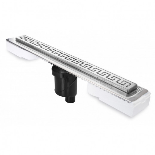 Желоб BERGES водосток В1 Antik 900, матовый хром, S-сифон D50/105 H50 вертикальный