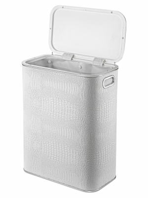 Geralis KWH-B CROCO корзина для белья белая, кант хром, стандарт