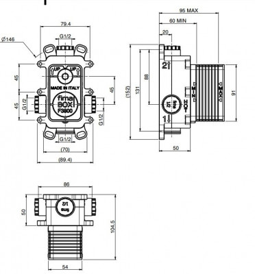 Внутренний механизм смесителя для ванны и душа FIMA Carlo Frattini Fimasmartbox F3800